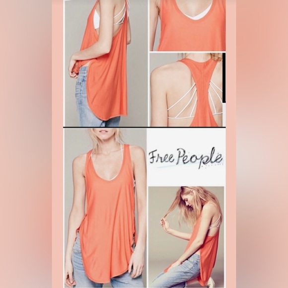 Free People Orange Tank Top Small - Picture 1 of 6